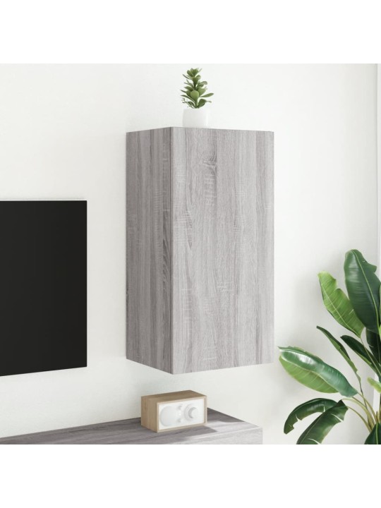 TV-seinäkaappi LED-valoilla harmaa Sonoma 40,5x35x80 cm