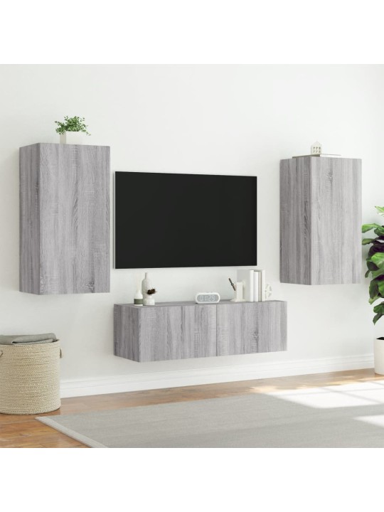 TV-seinäkaappi LED-valoilla harmaa Sonoma 40,5x35x80 cm