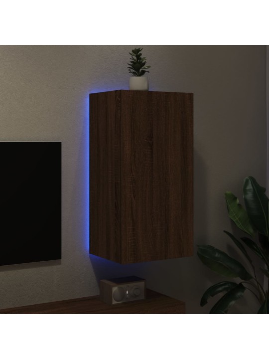 TV-seinäkaappi LED-valoilla ruskea tammi 40,5x35x80 cm