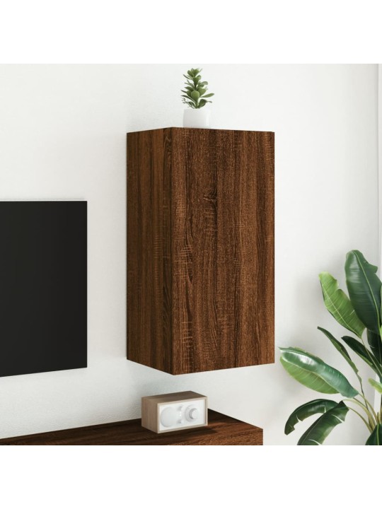 TV-seinäkaappi LED-valoilla ruskea tammi 40,5x35x80 cm