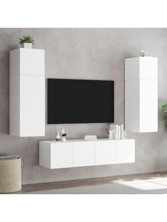 TV-seinäkaappi LED-valoilla valkoinen 60x35x31 cm