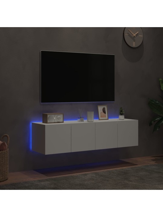 TV-seinäkaapit LED-valoilla 2 kpl valkoinen 60x35x31 cm