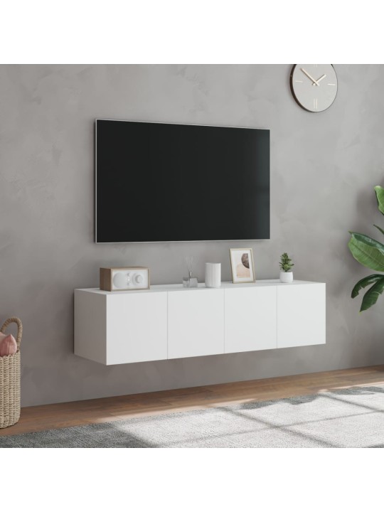 TV-seinäkaapit LED-valoilla 2 kpl valkoinen 60x35x31 cm