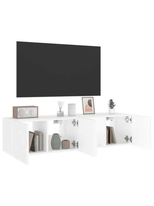 TV-seinäkaapit LED-valoilla 2 kpl valkoinen 60x35x31 cm