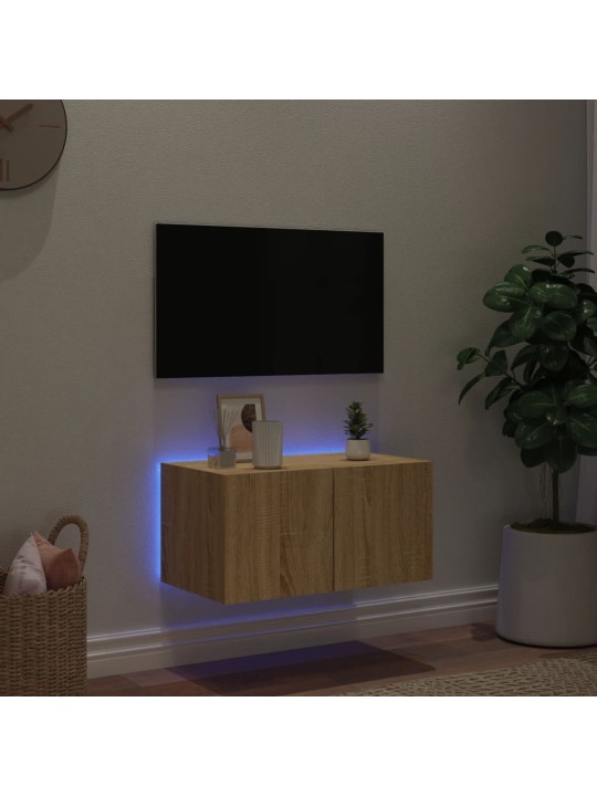 TV-seinäkaappi LED-valoilla Sonoma-tammi 60x35x31 cm