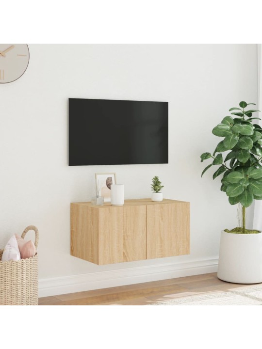 TV-seinäkaappi LED-valoilla Sonoma-tammi 60x35x31 cm