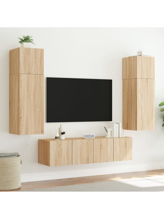 TV-seinäkaappi LED-valoilla Sonoma-tammi 60x35x31 cm