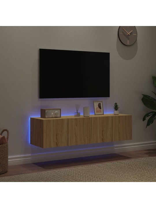 TV-seinäkaapit LED-valoilla 2 kpl Sonoma-tammi 60x35x31 cm