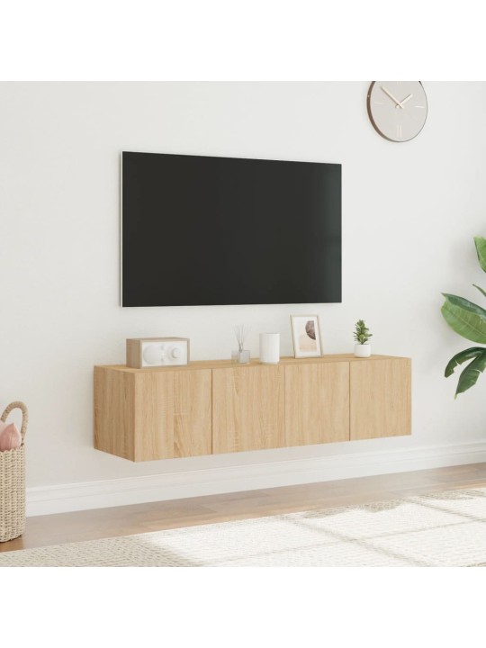 TV-seinäkaapit LED-valoilla 2 kpl Sonoma-tammi 60x35x31 cm