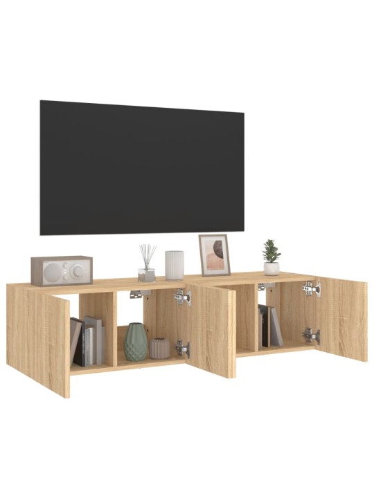 TV-seinäkaapit LED-valoilla 2 kpl Sonoma-tammi 60x35x31 cm