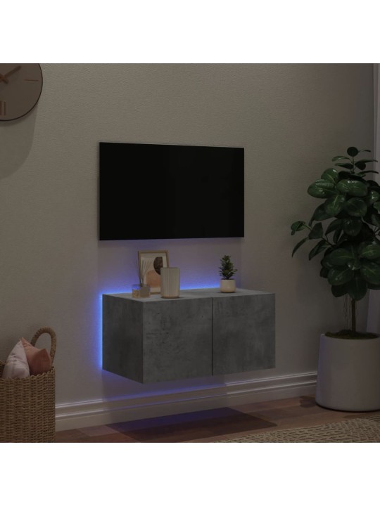 TV-seinäkaappi LED-valoilla betoninharmaa 60x35x31 cm