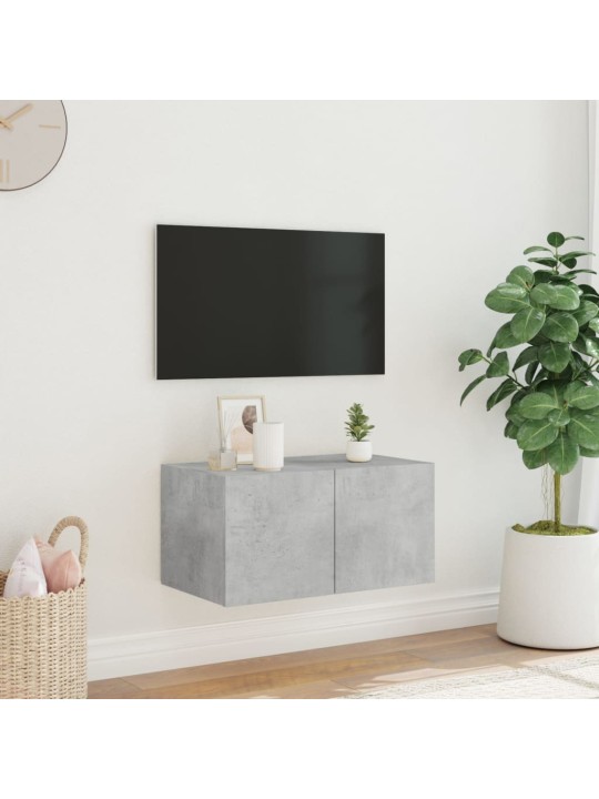 TV-seinäkaappi LED-valoilla betoninharmaa 60x35x31 cm