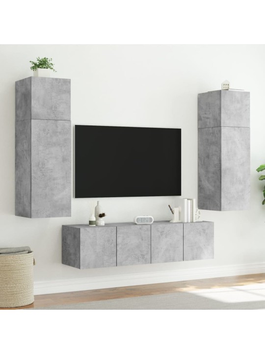 TV-seinäkaappi LED-valoilla betoninharmaa 60x35x31 cm