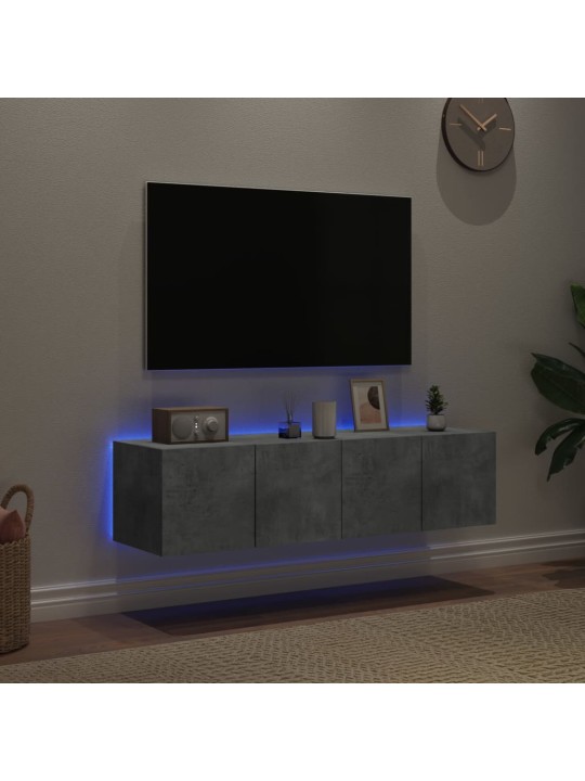 TV-seinäkaapit LED-valoilla 2 kpl betoninharmaa 60x35x31 cm