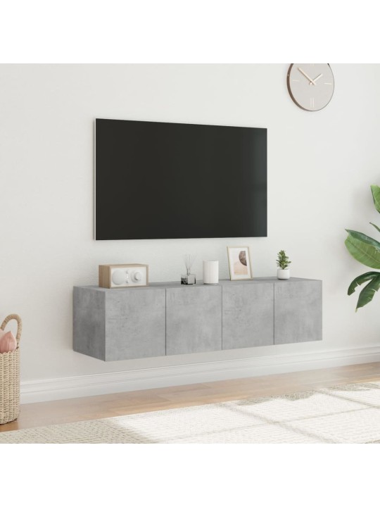 TV-seinäkaapit LED-valoilla 2 kpl betoninharmaa 60x35x31 cm