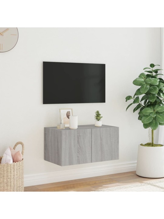 TV-seinäkaappi LED-valoilla harmaa Sonoma 60x35x31 cm