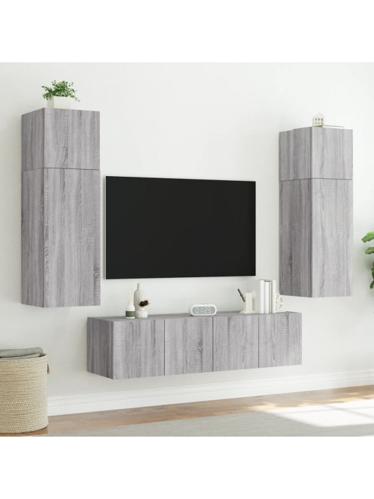 TV-seinäkaappi LED-valoilla harmaa Sonoma 60x35x31 cm