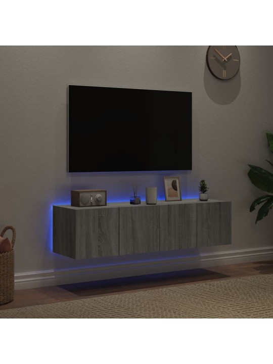 TV-seinäkaapit LED-valoilla 2 kpl harmaa Sonoma 60x35x31 cm