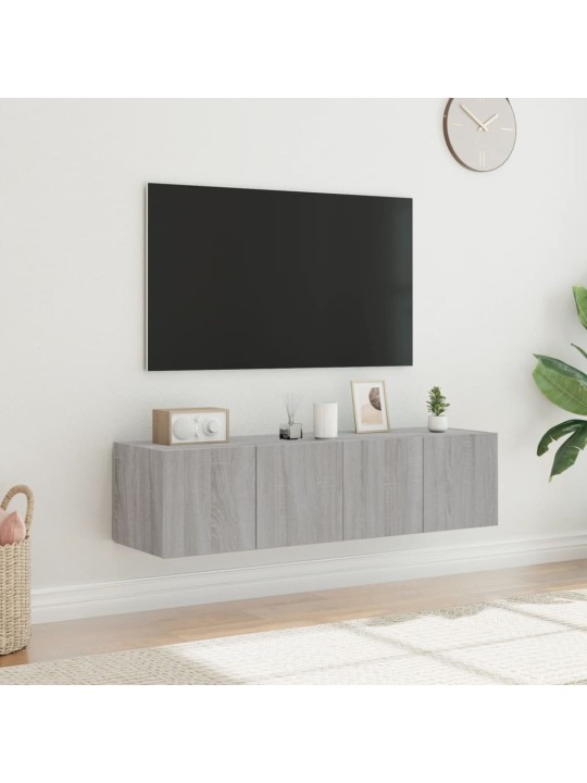 TV-seinäkaapit LED-valoilla 2 kpl harmaa Sonoma 60x35x31 cm