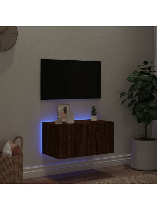 TV-seinäkaappi LED-valoilla ruskea tammi 60x35x31 cm