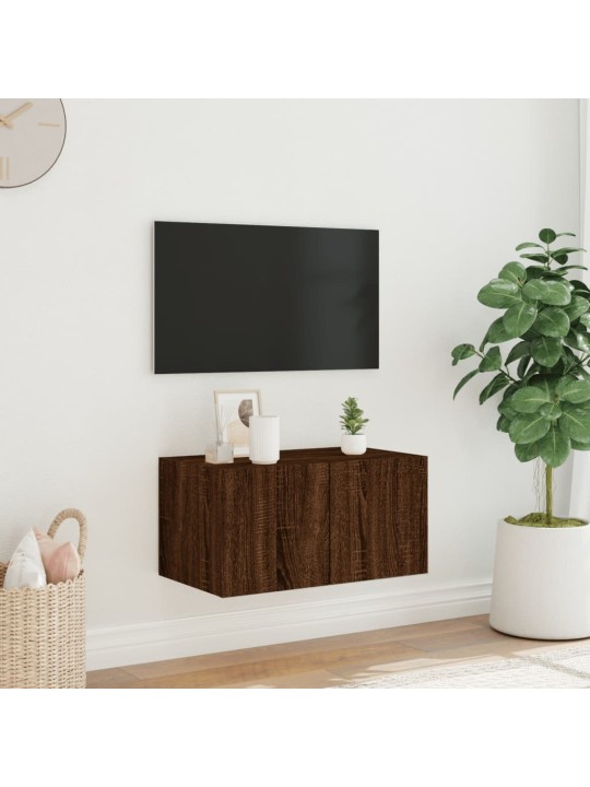 TV-seinäkaappi LED-valoilla ruskea tammi 60x35x31 cm