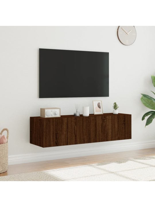 TV-seinäkaapit LED-valoilla 2 kpl ruskea tammi 60x35x31 cm