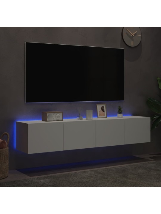 TV-seinäkaapit LED-valoilla 2 kpl valkoinen 80x35x31 cm