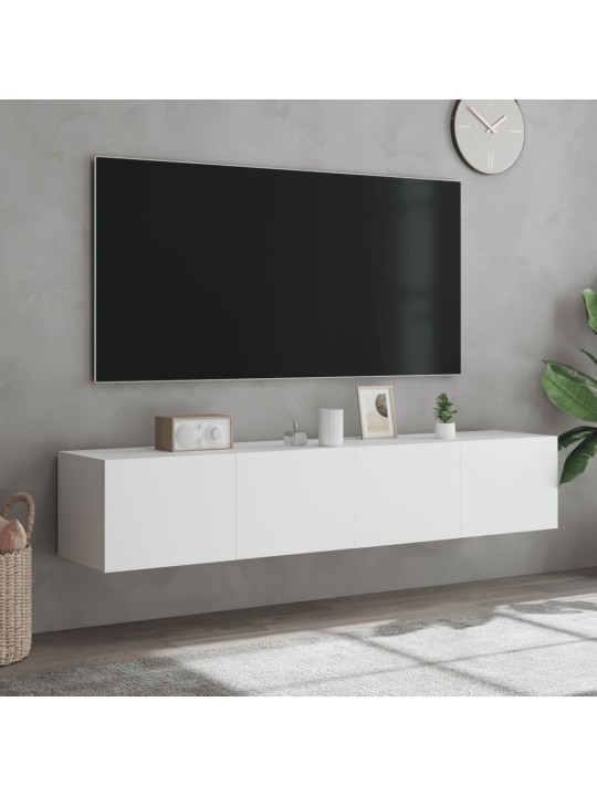 TV-seinäkaapit LED-valoilla 2 kpl valkoinen 80x35x31 cm