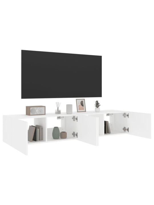 TV-seinäkaapit LED-valoilla 2 kpl valkoinen 80x35x31 cm