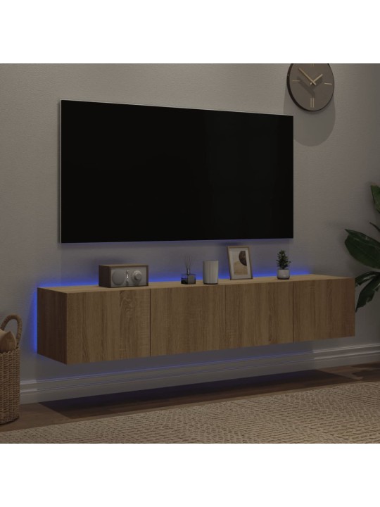 TV-seinäkaapit LED-valoilla 2 kpl Sonoma-tammi 80x35x31 cm