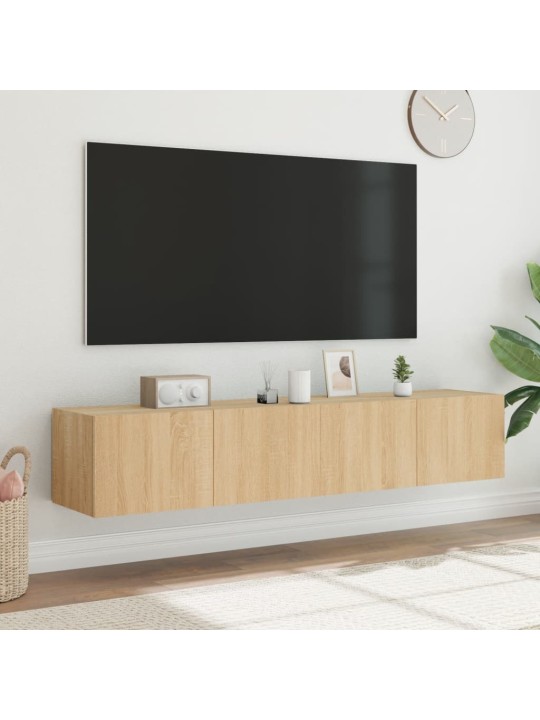 TV-seinäkaapit LED-valoilla 2 kpl Sonoma-tammi 80x35x31 cm