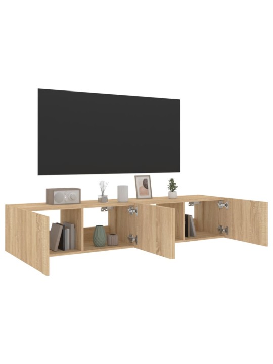 TV-seinäkaapit LED-valoilla 2 kpl Sonoma-tammi 80x35x31 cm