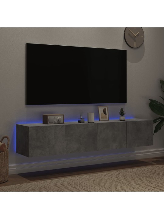 TV-seinäkaapit LED-valoilla 2 kpl betoninharmaa 80x35x31 cm