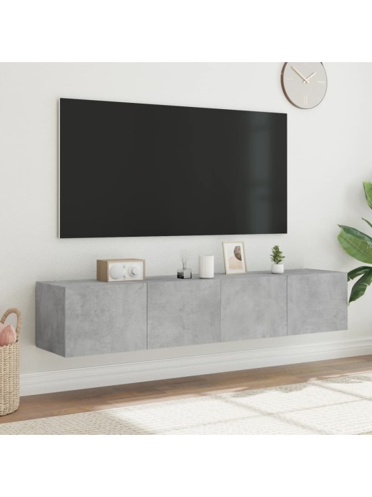 TV-seinäkaapit LED-valoilla 2 kpl betoninharmaa 80x35x31 cm