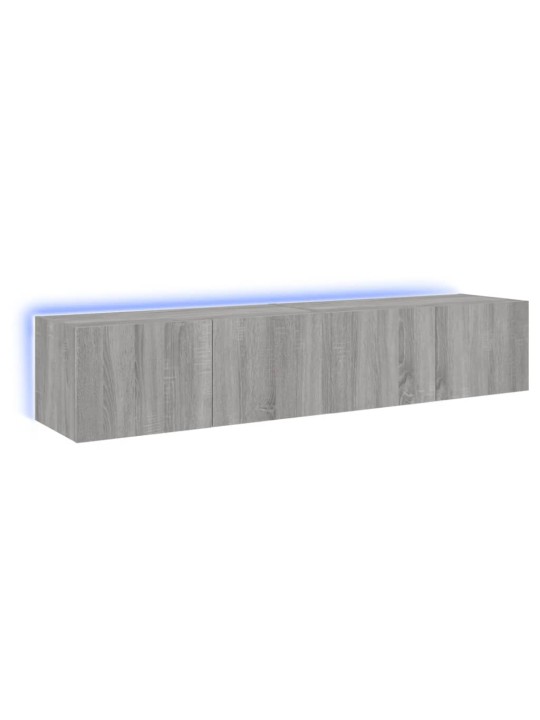 TV-seinäkaapit LED-valoilla 2 kpl harmaa Sonoma 80x35x31 cm