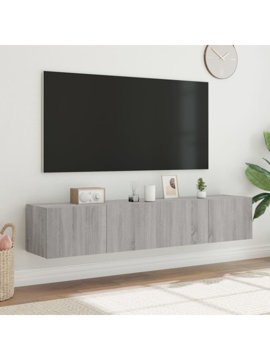 TV-seinäkaapit LED-valoilla 2 kpl harmaa Sonoma 80x35x31 cm