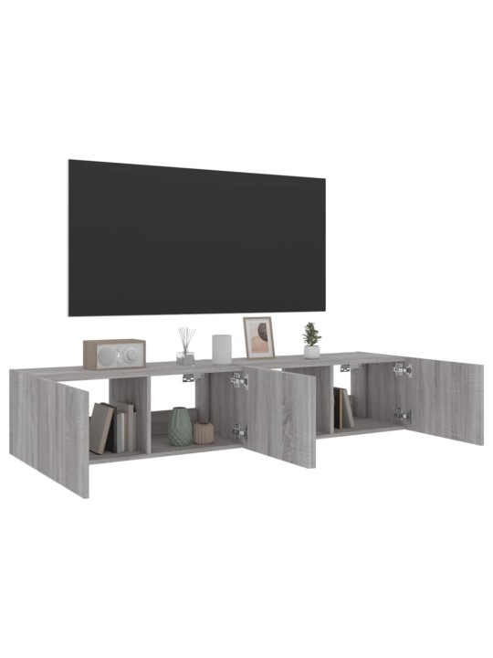 TV-seinäkaapit LED-valoilla 2 kpl harmaa Sonoma 80x35x31 cm