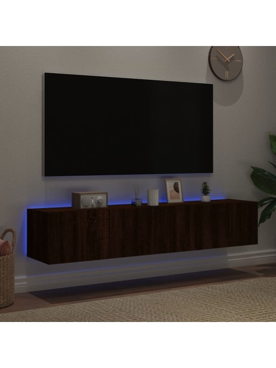 TV-seinäkaapit LED-valoilla 2 kpl ruskea tammi 80x35x31 cm