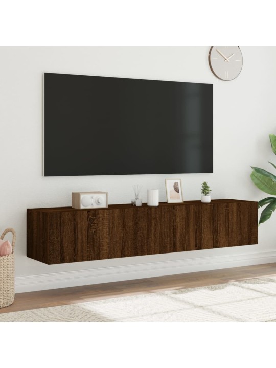 TV-seinäkaapit LED-valoilla 2 kpl ruskea tammi 80x35x31 cm