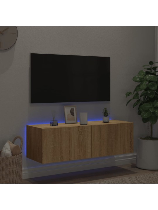 TV-seinäkaappi LED-valoilla Sonoma-tammi 100x35x31 cm