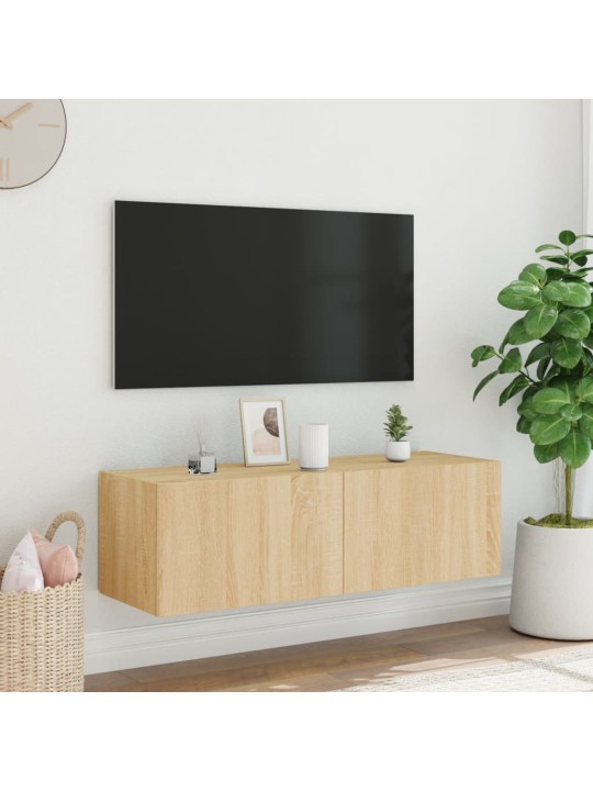 TV-seinäkaappi LED-valoilla Sonoma-tammi 100x35x31 cm