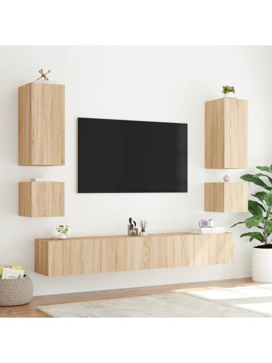 TV-seinäkaappi LED-valoilla Sonoma-tammi 100x35x31 cm