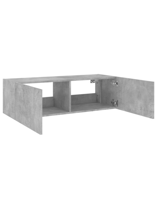 TV-seinäkaappi LED-valoilla betoninharmaa 100x35x31 cm