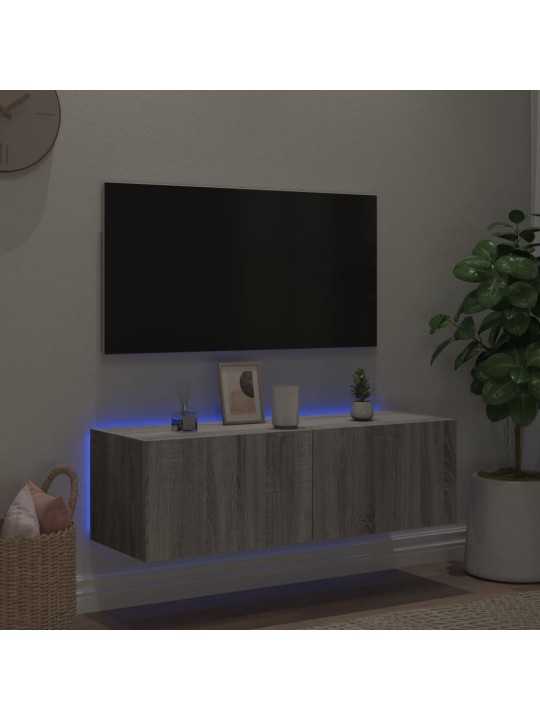 TV-seinäkaappi LED-valoilla harmaa Sonoma 100x35x31 cm