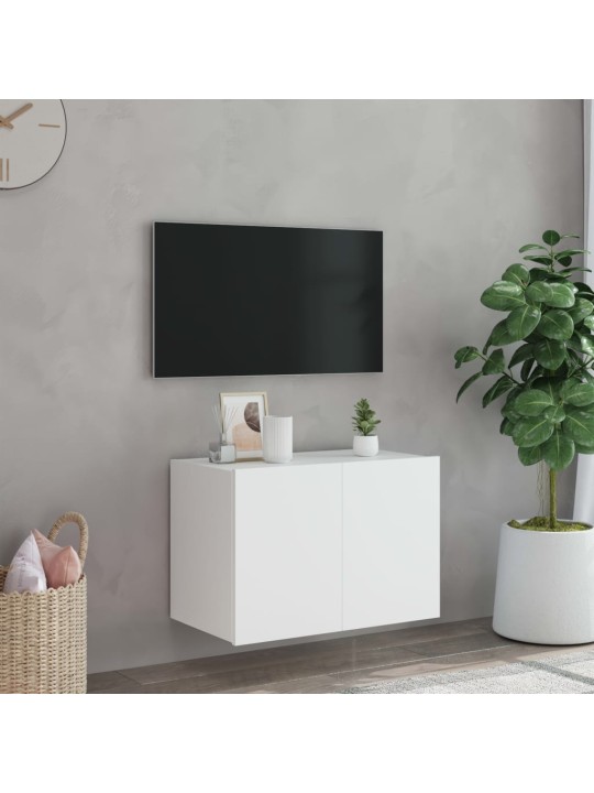 TV-seinäkaappi LED-valoilla valkoinen 60x35x41 cm