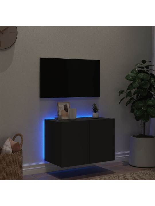 TV-seinäkaappi LED-valoilla musta 60x35x41 cm