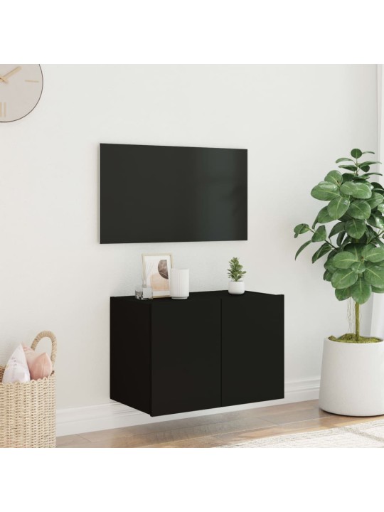 TV-seinäkaappi LED-valoilla musta 60x35x41 cm