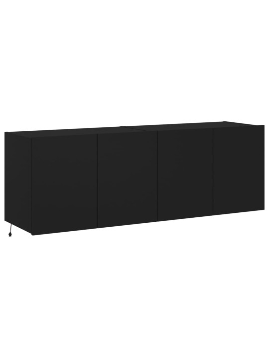 TV-seinäkaapit LED-valoilla 2 kpl musta 60x35x41 cm