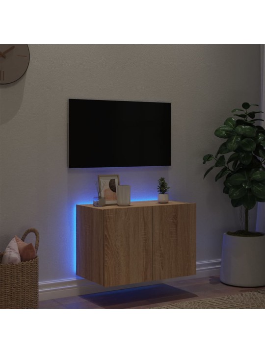 TV-seinäkaappi LED-valoilla Sonoma-tammi 60x35x41 cm