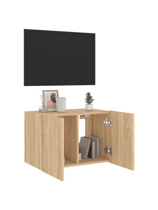 TV-seinäkaappi LED-valoilla Sonoma-tammi 60x35x41 cm